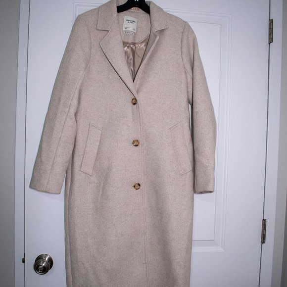Abercrombie & Fitch Jackets & Blazers - Abercrombie Long Wool Blend Dad Coat - Cream - Size Small
